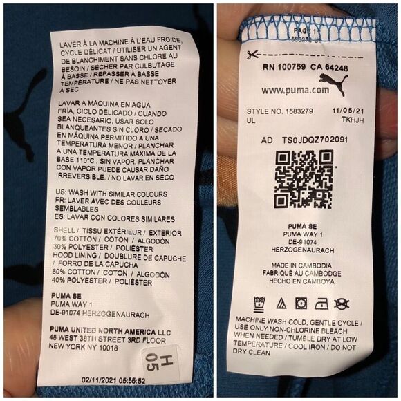 PUMA 🎉HPX4 🎉Youth S L (14-16) French Terry All-Over-Logo Hoodie/Blue/Unisex/NWT - Picture 15 of 15